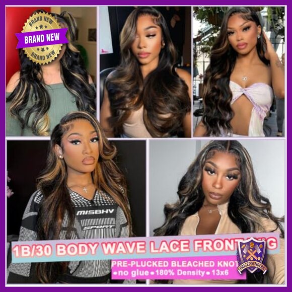 26 Inch Human Hair Lace Front Wig 180% Density Body Wave Pre-Plucked